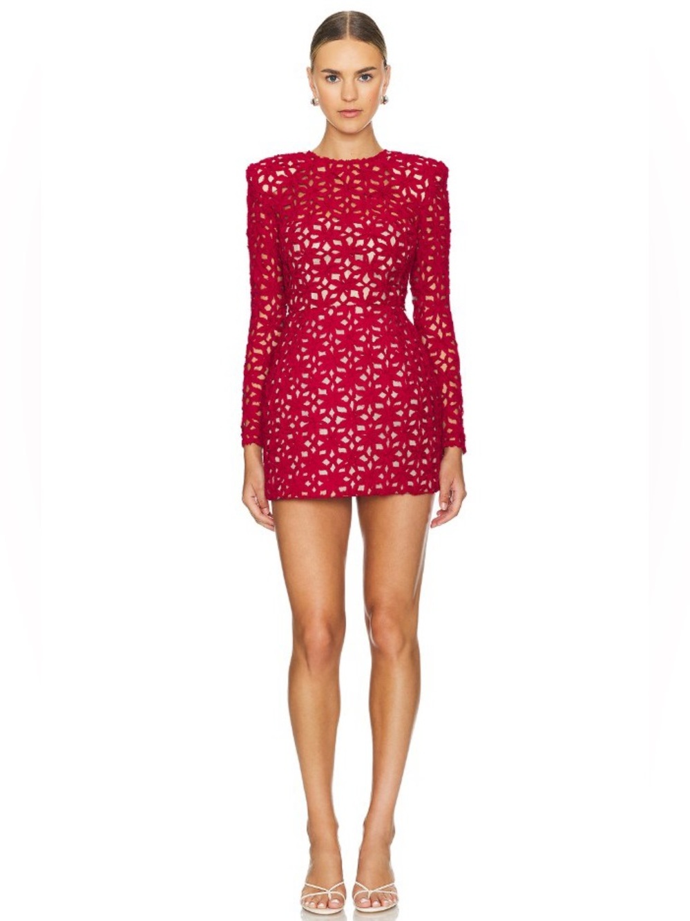 Bronx & Banco Casey Red Lace Long Sleeve Mini Dress M NWOT